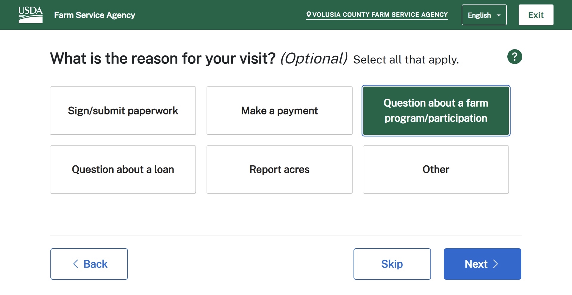 Screenshot of Customer Check-in Application