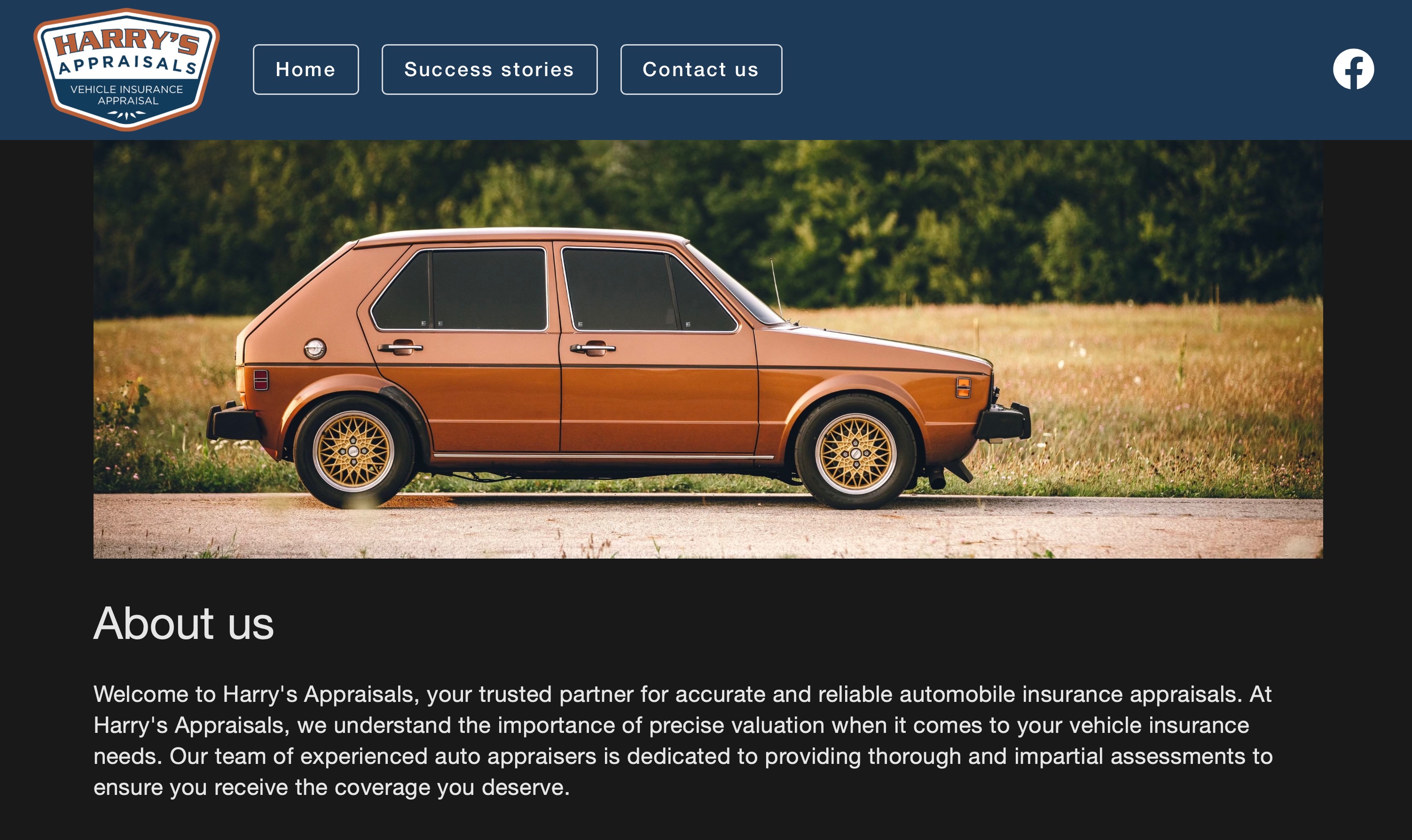 Screenshot of Harry's Appraisals website
